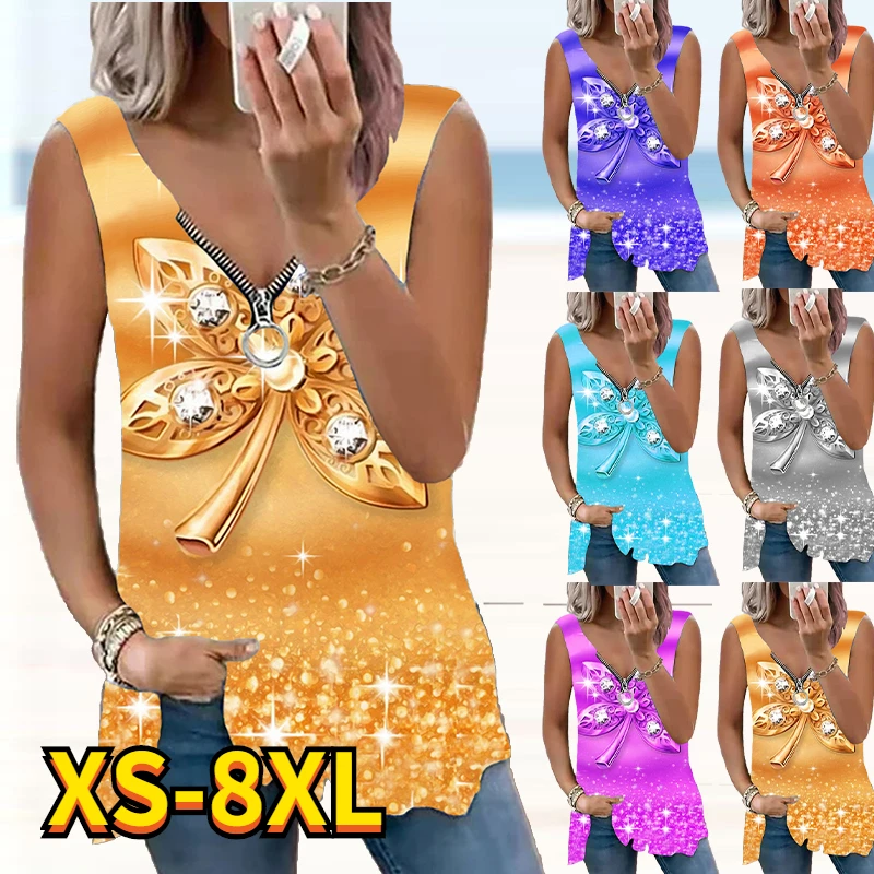 2022 Women Summer tank tops Loose Zipper sleeveless V-neck print vest summer Sexy Streetwear Fashion plus size Basic pullover
2022 Women Summer tank tops Loose Zipper sleeveless V-neck print vest summer Sexy Streetwear Fashion plus size Basic pullover