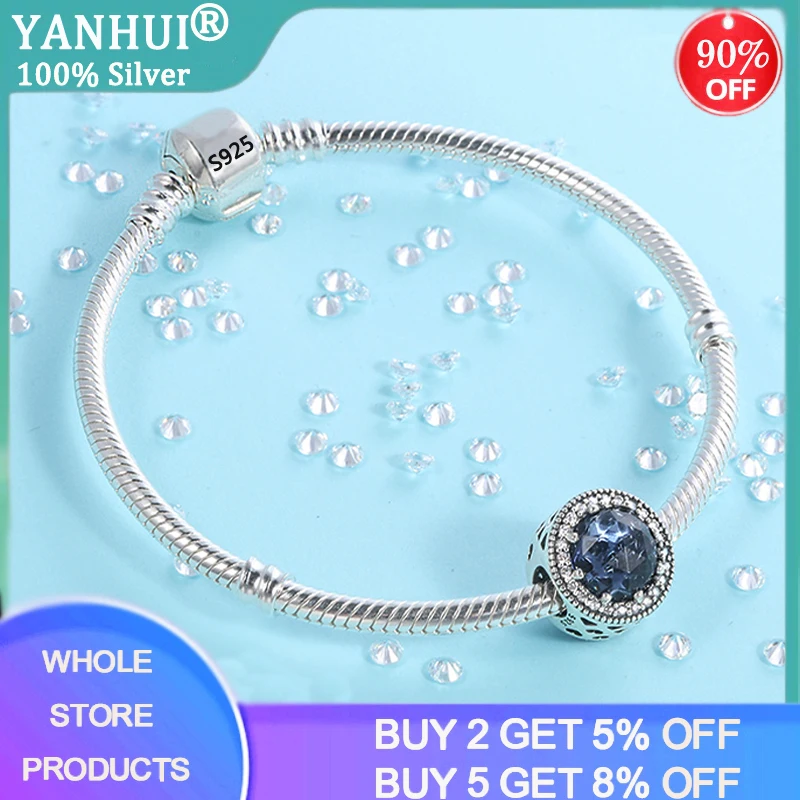YANHUI 100% Genuine Tibetan Silver 925 Charm Bracelet with Blue Crystal Beads Bracelet for Women Gift Wedding Jewelry HB067
YANHUI 100% Genuine Tibetan Silver 925 Charm Bracelet with Blue Crystal Beads Bracelet for Women Gift Wedding Jewelry HB067