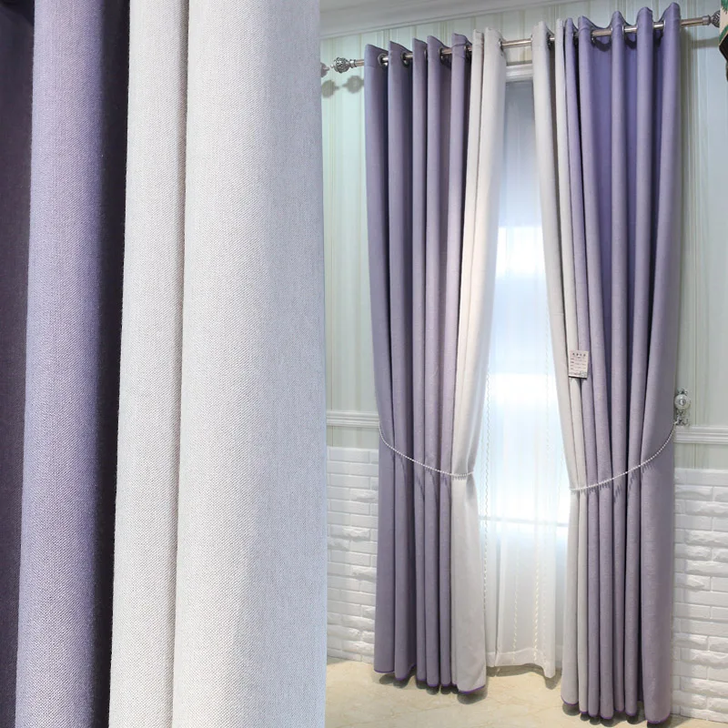 Customized purple stitching cotton and linen contrast color full shading simple living room bedroom wedding room bay window
Customized purple stitching cotton and linen contrast color full shading simple living room bedroom wedding room bay window