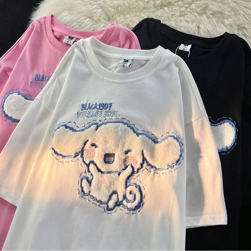 Кавайная Sanrio Cinnamoroll мультяшная плюшевая трехмерная дизайнерская футболка Летняя милая девочка Y2K модный простой свитер
Кавайная Sanrio Cinnamoroll мультяшная плюшевая трехмерная дизайнерская футболка Летняя милая девочка Y2K модный простой свитер