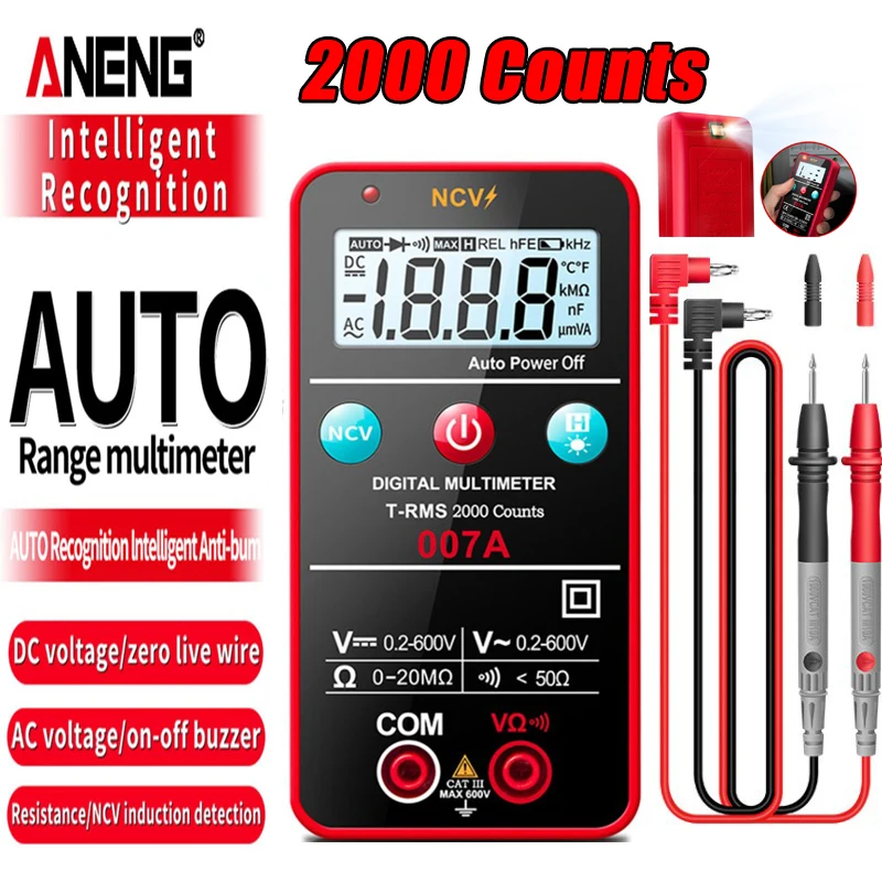 Intelligent Digital Multimeter Auto Range AC DC Digital Multimeter Tester Ohm Capacitance Hz Voltage Meter Beginner ANENG 007A
Intelligent Digital Multimeter Auto Range AC DC Digital Multimeter Tester Ohm Capacitance Hz Voltage Meter Beginner ANENG 007A