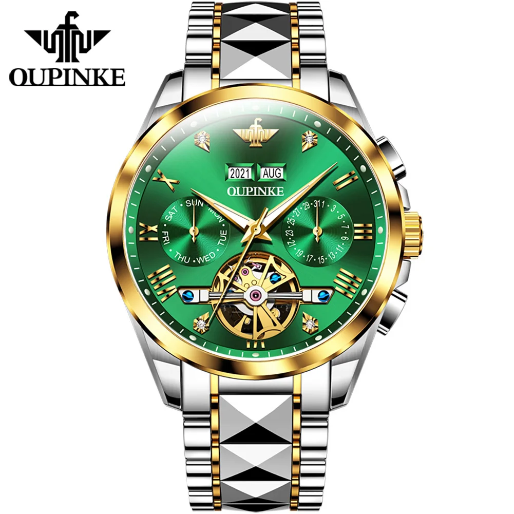 OUPINKE Automatic Mechanical Men Watches Waterproof Sappire Glass Tourbillon Wristwatch Skeleton Luminous Chronograph Watch
OUPINKE Automatic Mechanical Men Watches Waterproof Sappire Glass Tourbillon Wristwatch Skeleton Luminous Chronograph Watch