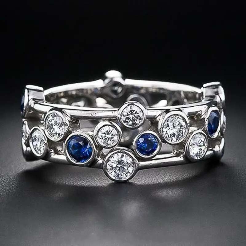 Fashion White/Blue CZ Wedding Bands Female Rings Silver Color Versatile Design Lady's Finger-ring Party Statement Jewelry
Fashion White/Blue CZ Wedding Bands Female Rings Silver Color Versatile Design Lady's Finger-ring Party Statement Jewelry