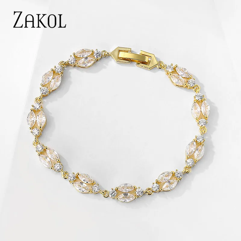 ZAKOL Trendy White Color Leaf Charm Cubic Zirconia Bracelet & Bangles Clear CZ Crystal Bride Jewelry for Women BP2183
ZAKOL Trendy White Color Leaf Charm Cubic Zirconia Bracelet & Bangles Clear CZ Crystal Bride Jewelry for Women BP2183