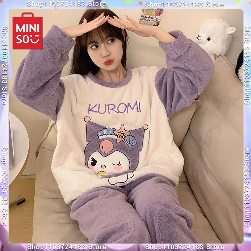 MINISO Sanrio Cinnamoroll пижамный комплект с героями мультфильмов новая зимняя фланелевая