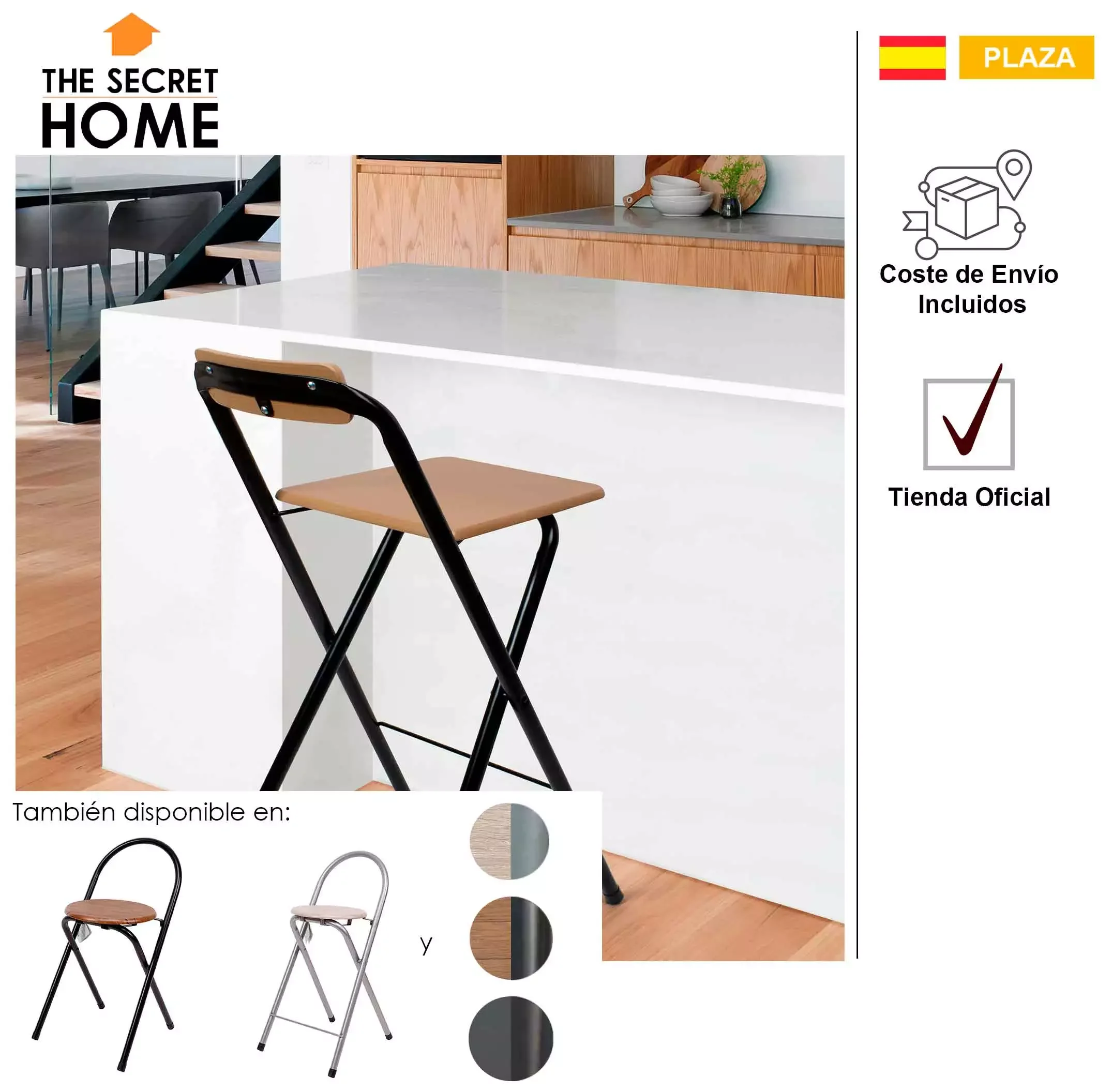 Thesecrethome. es-folding stool with backrest-folding chair made of Metal and wood-Ideal for kitchen, terrace or garden
Thesecrethome. es-folding stool with backrest-folding chair made of Metal and wood-Ideal for kitchen, terrace or garden
