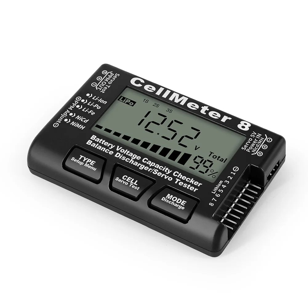 LCD Digital Battery Capacity Checker Balance Discharger Tester CellMeter8 2-8S 4-8S Servo LiPo Li-lon NiMH Battery Tester
LCD Digital Battery Capacity Checker Balance Discharger Tester CellMeter8 2-8S 4-8S Servo LiPo Li-lon NiMH Battery Tester