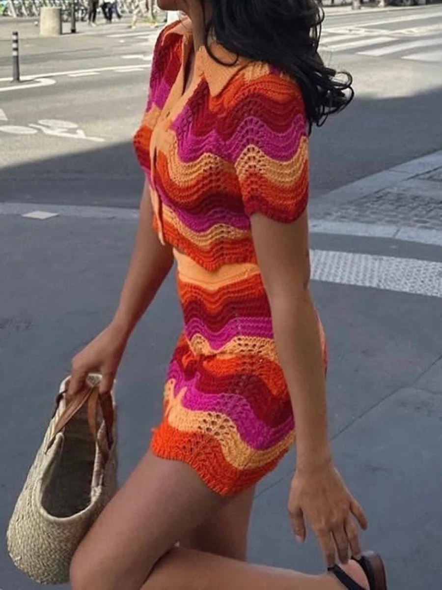 Fashion Colorful Sweater Skirt Sets 2023 Summer Sexy Hollow Out Short Sleeve Lapel Knitted Cardigan Casual Vintage Chic Sweaters
Fashion Colorful Sweater Skirt Sets 2023 Summer Sexy Hollow Out Short Sleeve Lapel Knitted Cardigan Casual Vintage Chic Sweaters
