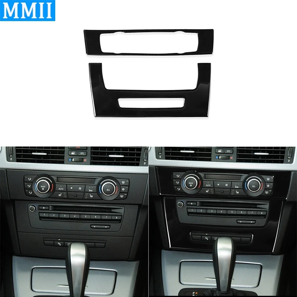 

For Bmw 3 Series 2005-2012 e90 e92 Piano Black Air Conditioner CD Control Panel Plastic Cover Car Interior Accessoriers Sticker