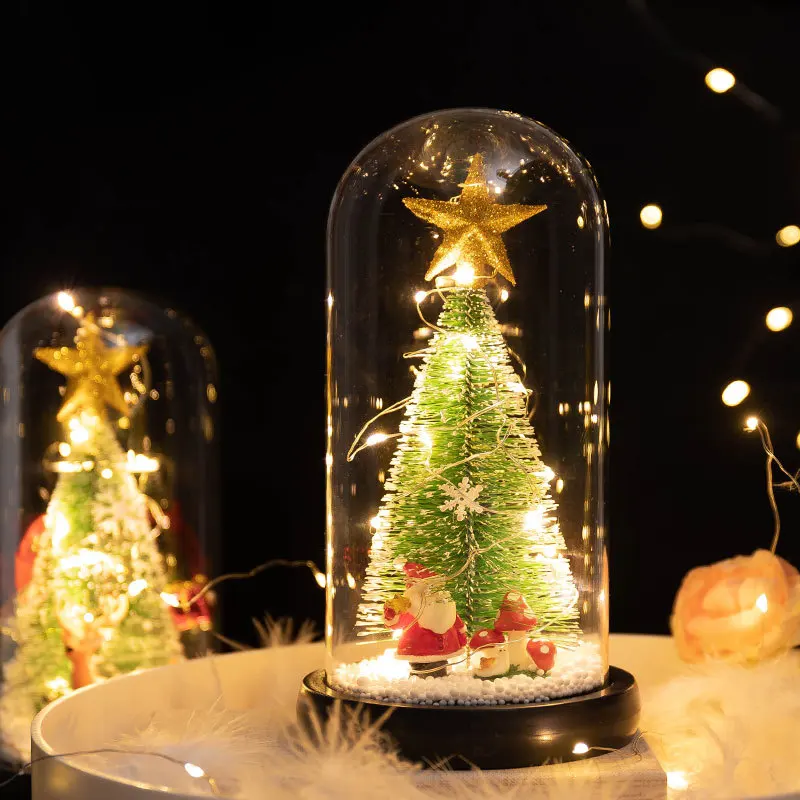 

Освещенная Рождественская елка, украшение с Санта Клаусом, настольное украшение, Рождественский и новогодний подарок для украшения рабочего стола