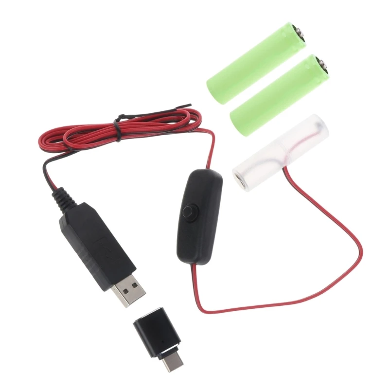 

With Switch TypeC USB to 4.5V LR6/AM3/AA Battery Eliminator Dummy Battery Power Cable for LED Light Radio Electronic Toy