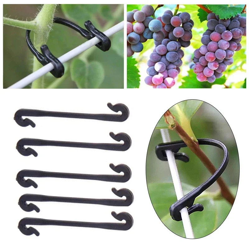 

50pcs/set Plastic Tomato Clip Plant Fixing Clips Supports Vines Trellis Cages Vine Plant Ear Hook Garden Grape Support Vines