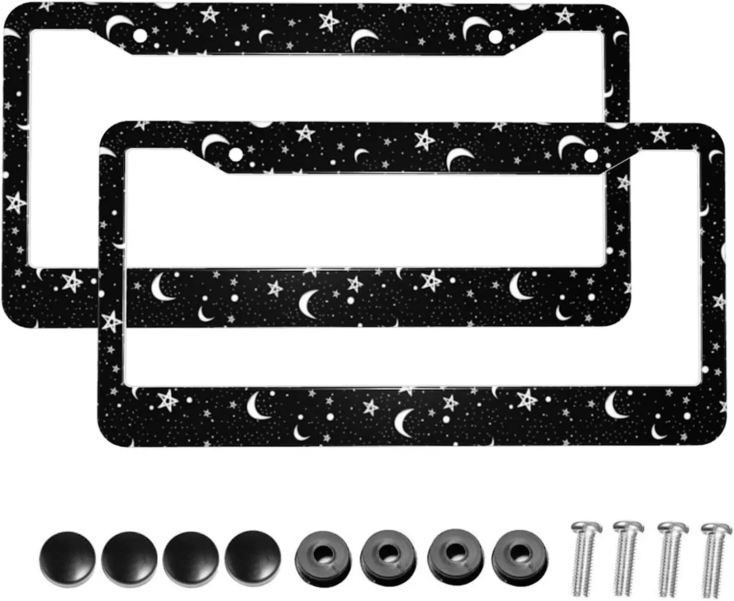 Black Moon White Stars License Plate Frame License Plate Front Covers 2 PCS Stainless Aluminum Car Tags US Vehicles Standard
Black Moon White Stars License Plate Frame License Plate Front Covers 2 PCS Stainless Aluminum Car Tags US Vehicles Standard