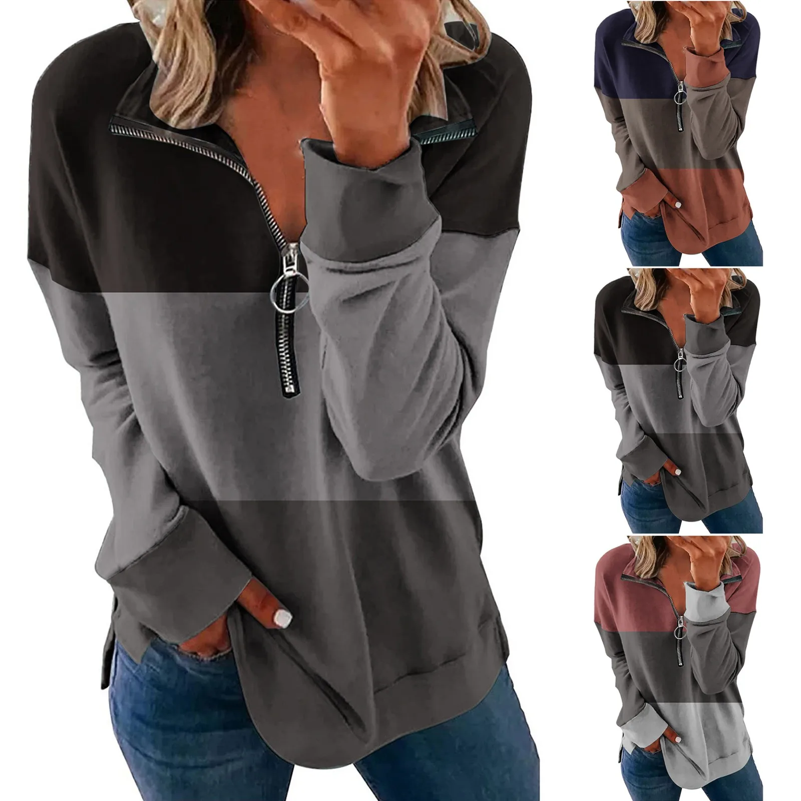 Womens Casual Crew Neck Zipper Sweatshirt Loose Soft Long Sleeve Pullover Tops Front Pocket Hoodie Women
Womens Casual Crew Neck Zipper Sweatshirt Loose Soft Long Sleeve Pullover Tops Front Pocket Hoodie Women
