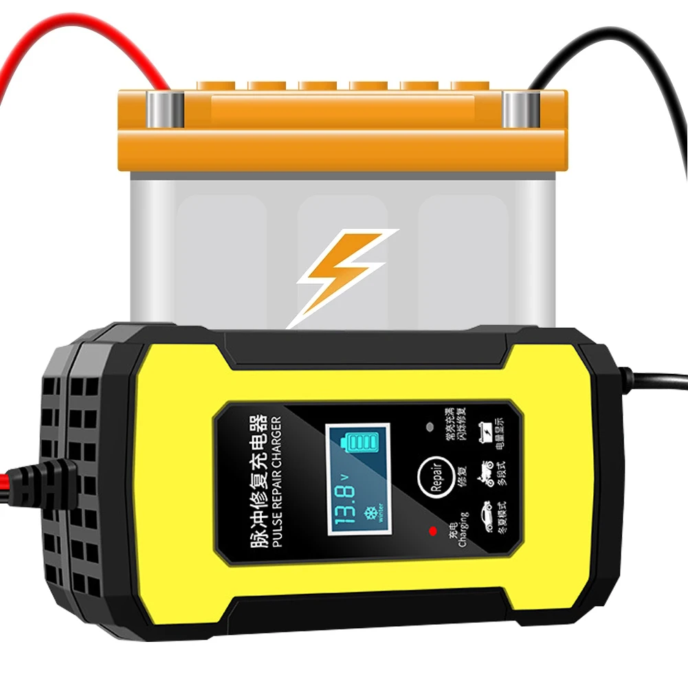 Automatic Pulse Car Battery Charger 12V/6A Motorcycle Battery Repair LCD Display for 2Ah-100Ah Lead-Acid AGM Gel SLA
Automatic Pulse Car Battery Charger 12V/6A Motorcycle Battery Repair LCD Display for 2Ah-100Ah Lead-Acid AGM Gel SLA