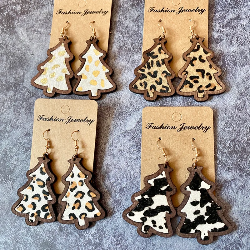Wood Bezel Christmas Tree Earrings Cheetah Print Leather Fashion Dangle Earrings For Women Girls Drop Earrings Xmas Jewelry Gift
Wood Bezel Christmas Tree Earrings Cheetah Print Leather Fashion Dangle Earrings For Women Girls Drop Earrings Xmas Jewelry Gift