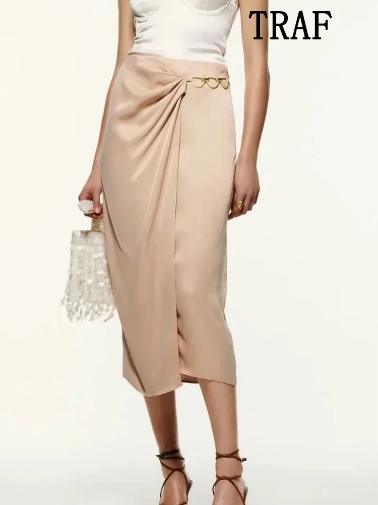 TRAF Zar Women Skirt 2022 Skirt Chain Link Midi Skirt Woman Clothing High-Waisted Vintage Summer Female Skirts
TRAF Zar Women Skirt 2022 Skirt Chain Link Midi Skirt Woman Clothing High-Waisted Vintage Summer Female Skirts