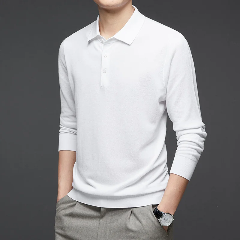 Mulberry Silk Blended Men's Knitting Sweater Long Sleeve Lapel Polo Shirt Solid Color Breathable Thin T-shirt Men
Mulberry Silk Blended Men's Knitting Sweater Long Sleeve Lapel Polo Shirt Solid Color Breathable Thin T-shirt Men