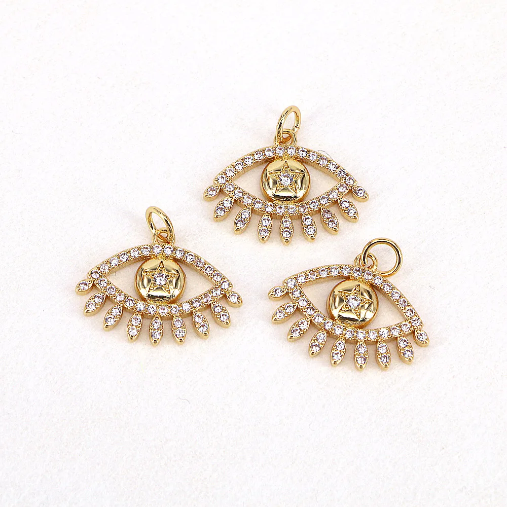 

10Pcs 2022 Turkish Design Gold Filled Evil Eye Pendant,CZ Micro Pave Evil Eye Charm Necklace for DIY Jewelry Making Supply