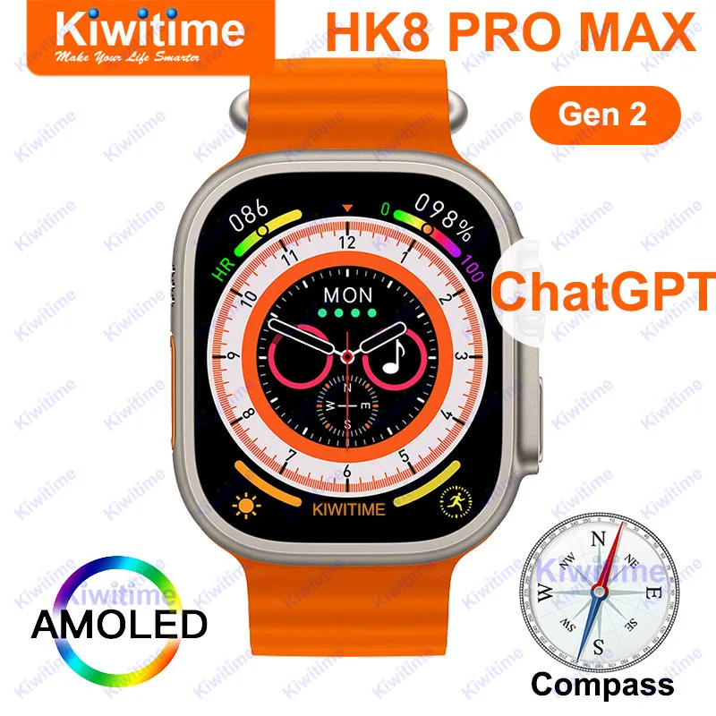 KIWITIME HK8 Pro Max Ultra Gen 2 ChatGPT 2023 Smart Watch Men Series 8 49mm AMOLED Compass Heart Rate Monitor Fitness Smartwatch
KIWITIME HK8 Pro Max Ultra Gen 2 ChatGPT 2023 Smart Watch Men Series 8 49mm AMOLED Compass Heart Rate Monitor Fitness Smartwatch