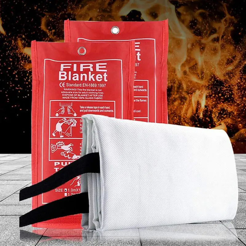

LOLEDE 1M X 1M Safety Fire Blanket Fiberglass Emergency Survival Fire Shelter Extinguisher Flame Retardant Fire Protection
