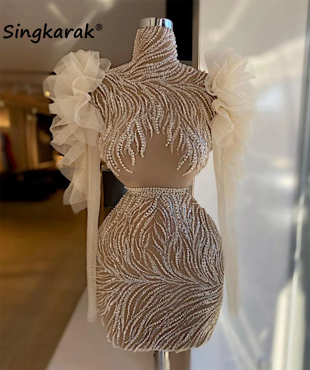Luxury Beaded Champagne Short Prom Dresses 2022 Hight Neck Lace Pearls Cocktail Party Gowns Celebrity Dress Robe De Bal Custom
Luxury Beaded Champagne Short Prom Dresses 2022 Hight Neck Lace Pearls Cocktail Party Gowns Celebrity Dress Robe De Bal Custom