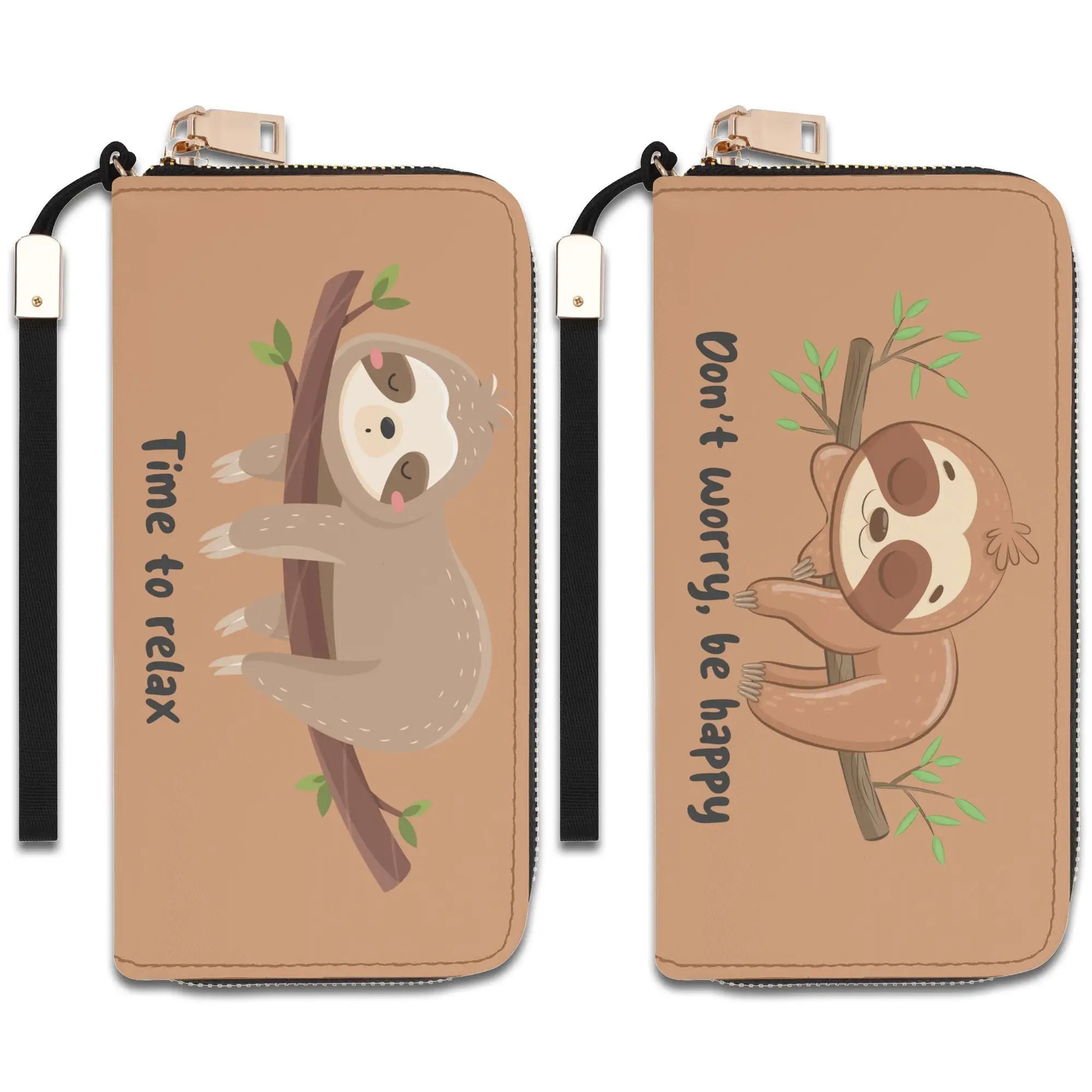 

2023 Animal Cute Sloth Luxury Vegan Leather Long Women Wallets Big Size Card Holder Phone Clutch For Everyday Use