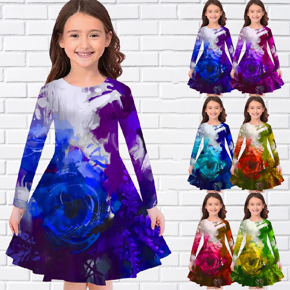 Colourful Oil Painting of Flowers Print Summer Children's O-Neck Dress Girls Long Sleeve Dress Loose Knee-length Girls Clothing
Colourful Oil Painting of Flowers Print Summer Children's O-Neck Dress Girls Long Sleeve Dress Loose Knee-length Girls Clothing