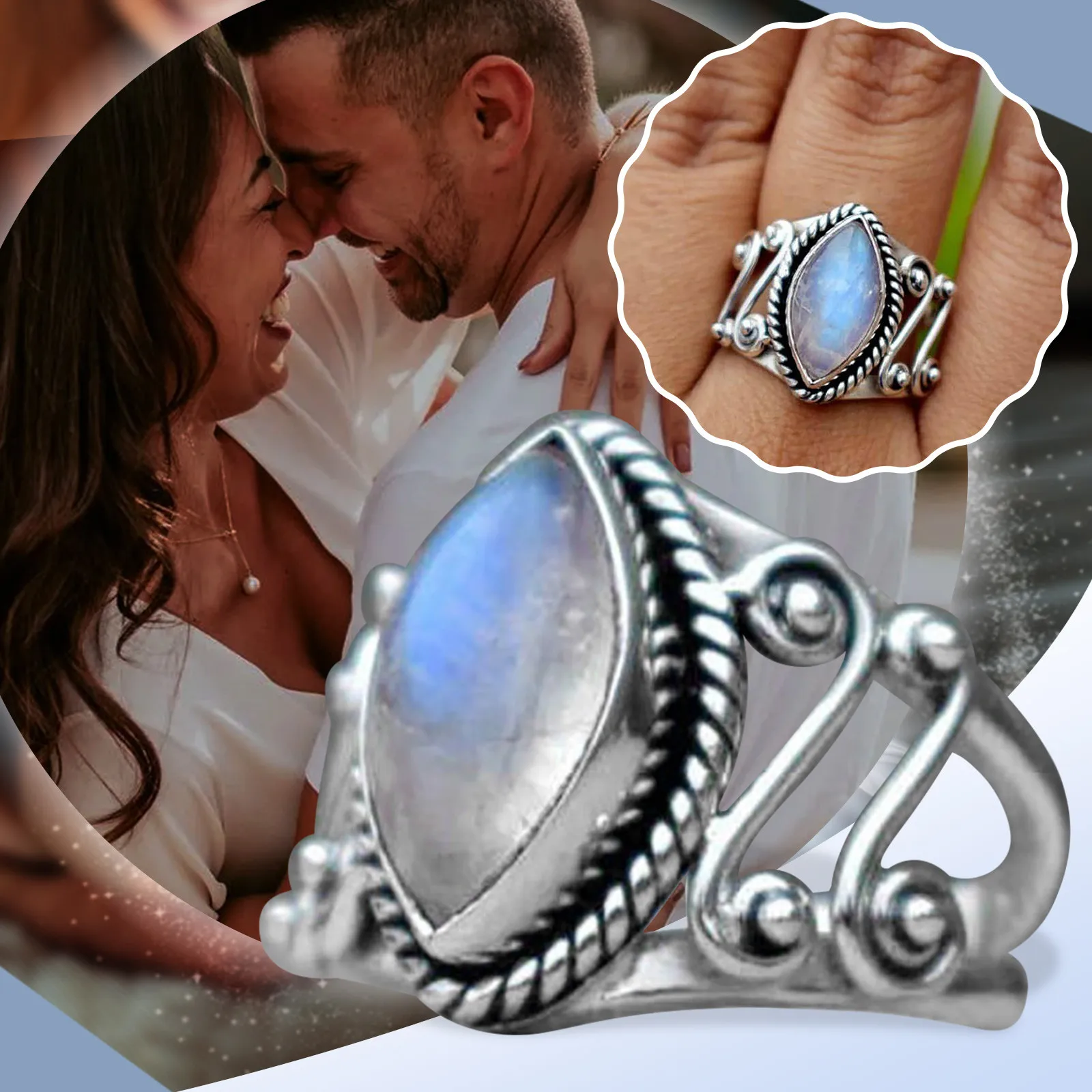 Fashion Vintage Gem Women's Ring Opal White Stone Engagement Ring Chunky Rings Size 10
Fashion Vintage Gem Women's Ring Opal White Stone Engagement Ring Chunky Rings Size 10