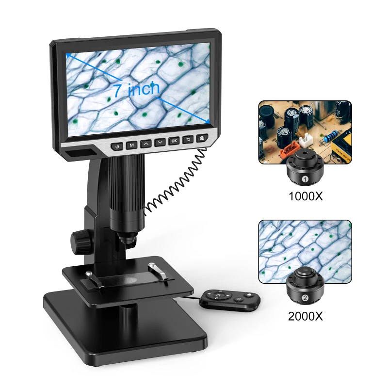 315 2000X Microscopes HD Dual Lens 7 inch Color LCD Display Operating Stereo Digital Microscope for Mobile Repair
315 2000X Microscopes HD Dual Lens 7 inch Color LCD Display Operating Stereo Digital Microscope for Mobile Repair