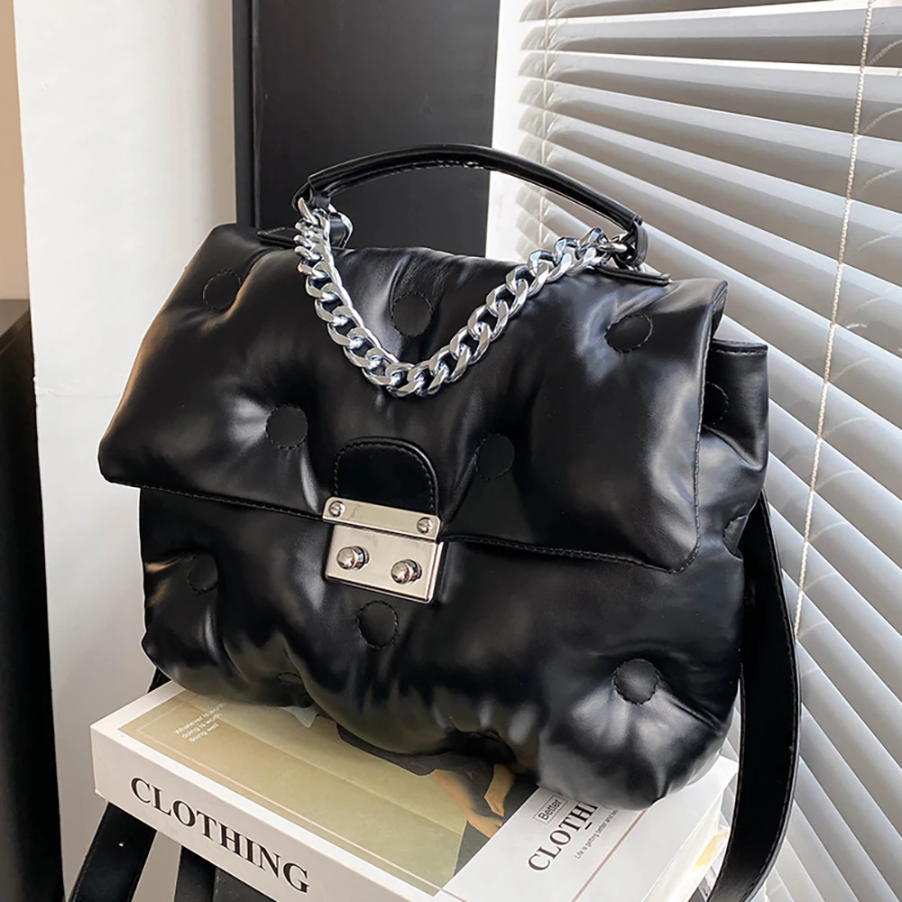 Women Chains Shoulder Bags Shopper Fashion Creative Solid Color Space Cotton Crossbody Bag Large Capacity Commuter Day Pack
Women Chains Shoulder Bags Shopper Fashion Creative Solid Color Space Cotton Crossbody Bag Large Capacity Commuter Day Pack