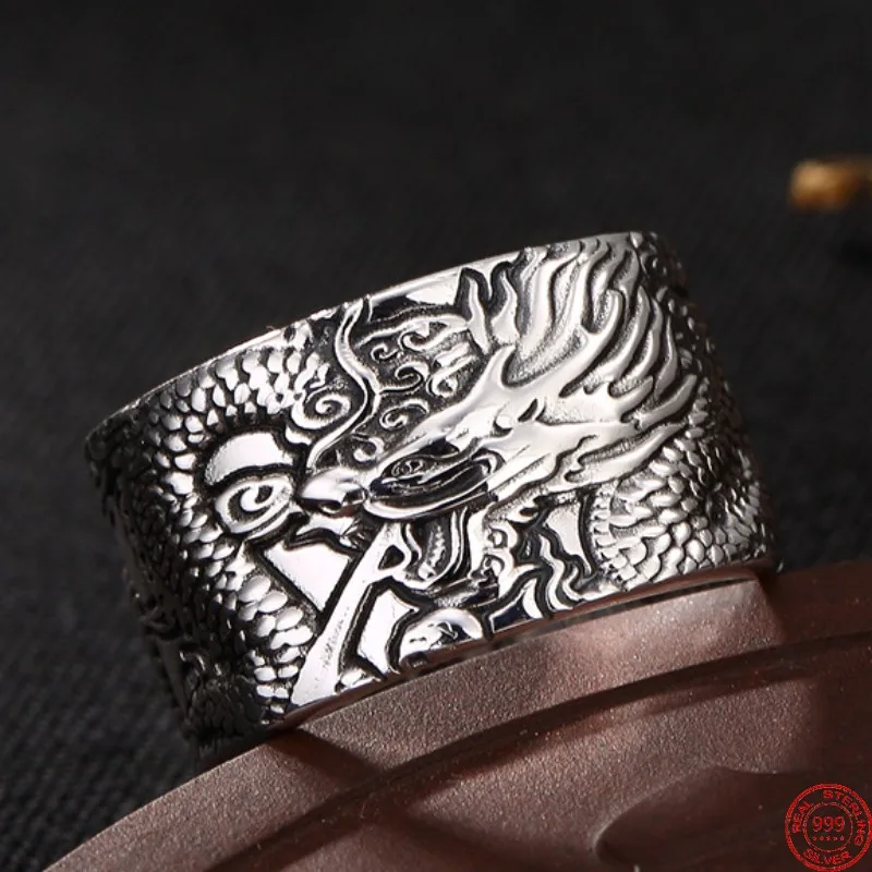 S999 Sterling Silver Rings for Men Women Genuine New Fashion Relief Flying Dragon Phoenix Heart Sutra Argentum Punk Jewelry
S999 Sterling Silver Rings for Men Women Genuine New Fashion Relief Flying Dragon Phoenix Heart Sutra Argentum Punk Jewelry
