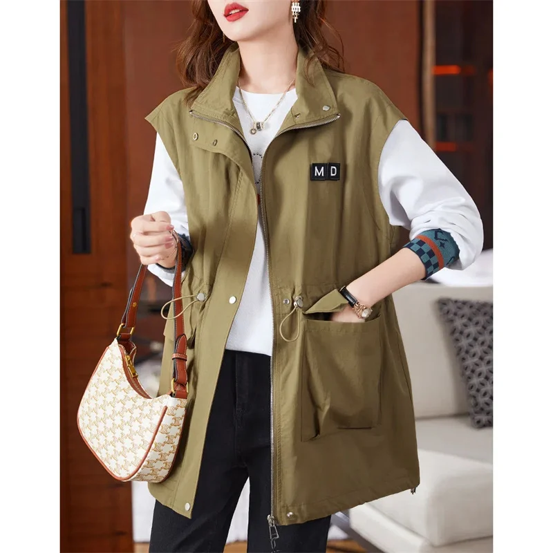 2023 Lined Women Vest Spring New Waist Retraction of Tooling air drawcord Waistcoats Loose Vest Female Sleeveless Jacket 4XL
2023 Lined Women Vest Spring New Waist Retraction of Tooling air drawcord Waistcoats Loose Vest Female Sleeveless Jacket 4XL