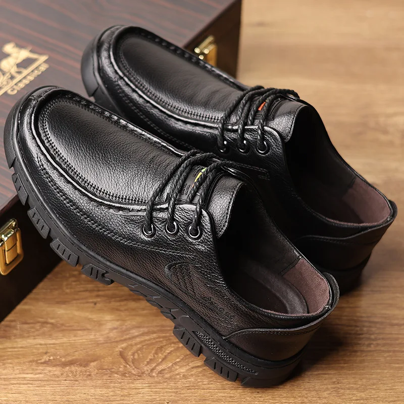 Spring and Autumn Cowhide Men's Shoes Men's Casual Big Head Leather Shoes Leather Thick Sole Single Shoes Soft Soled Shoes
Spring and Autumn Cowhide Men's Shoes Men's Casual Big Head Leather Shoes Leather Thick Sole Single Shoes Soft Soled Shoes