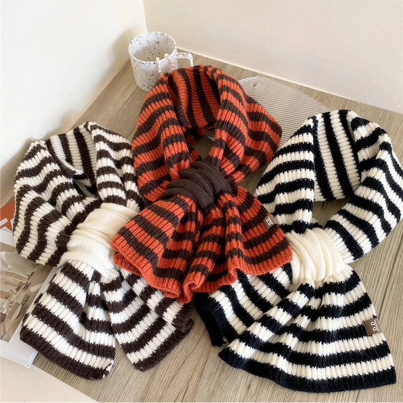 Women Men Scarf Autumn Winter Striped Cross Knitted Scarf Wool Yarn Neckerchief Unisex Couple Short Knit Scarves Soft Muffler 
Women Men Scarf Autumn Winter Striped Cross Knitted Scarf Wool Yarn Neckerchief Unisex Couple Short Knit Scarves Soft Muffler