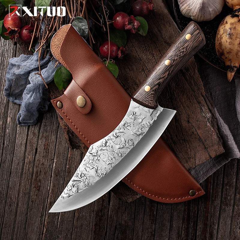 

Ножи мясника из марганцевой стали XITUO, кухонные бытовые ручные Кованые Острые прочные шеф-повара, нож для особой резки овощей, мяса