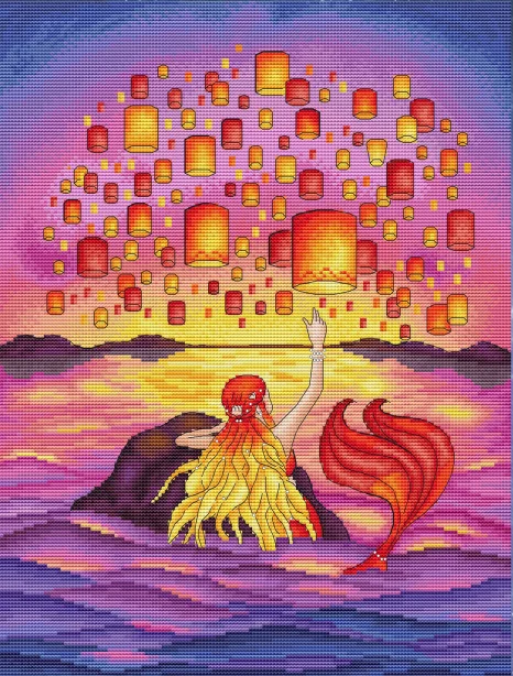 14/16/18/27/28 Top Quality Beautiful Counted Cross Stitch Kit mermaid and wishing lamp 38-46 
14/16/18/27/28 Top Quality Beautiful Counted Cross Stitch Kit mermaid and wishing lamp 38-46