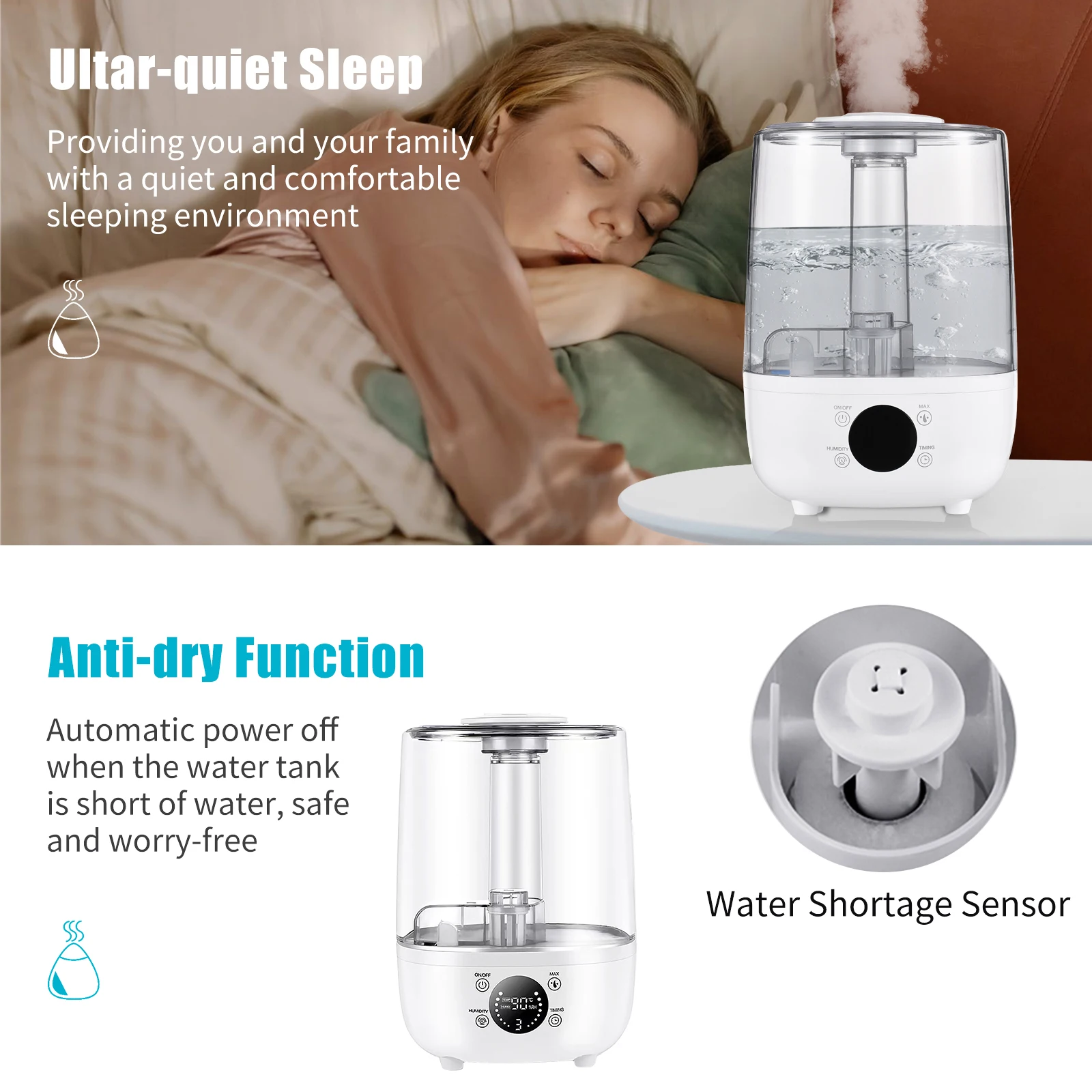 4L Humidifiers for Bedroom Humidifier Ultrasonic Air Humidifiers Aroma Diffuser with Extra Hose Nozzle Ultra Quiet Auto Shut Off
4L Humidifiers for Bedroom Humidifier Ultrasonic Air Humidifiers Aroma Diffuser with Extra Hose Nozzle Ultra Quiet Auto Shut Off