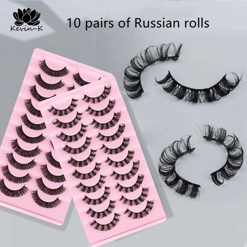 

DD Curling Russian Curling False Eyelashes 10 Pairs of Large Curling False Eyelashes European and American Thick False Eyelashes