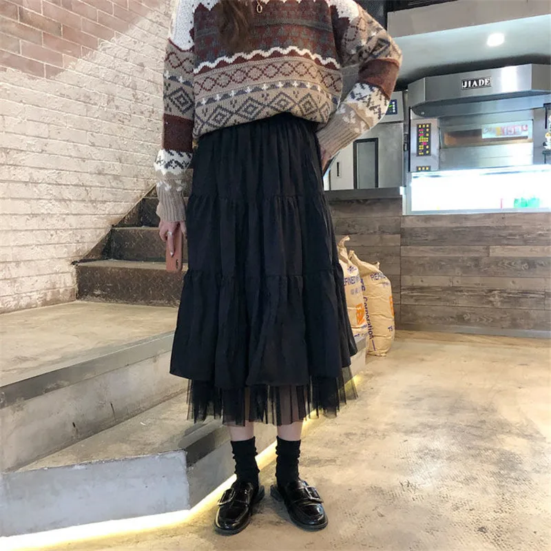 Streetwear Long Tulle Midi Skirts Mesh Tutu Pleated Skirts Womens 2020 Autumn Elastic High Waist Female Black White Long Skirt
Streetwear Long Tulle Midi Skirts Mesh Tutu Pleated Skirts Womens 2020 Autumn Elastic High Waist Female Black White Long Skirt