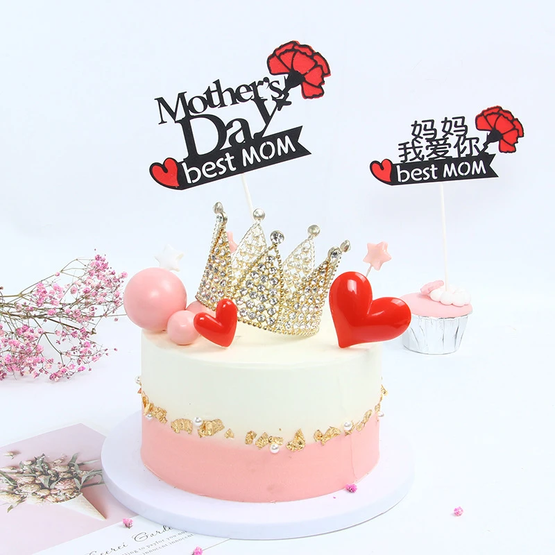 

1PC 2023 Happy Mother's Day Cake Topper Acrylic Love Mum Best Mom Cake Topper for Mother's Day Birthday Party Cake Decorations