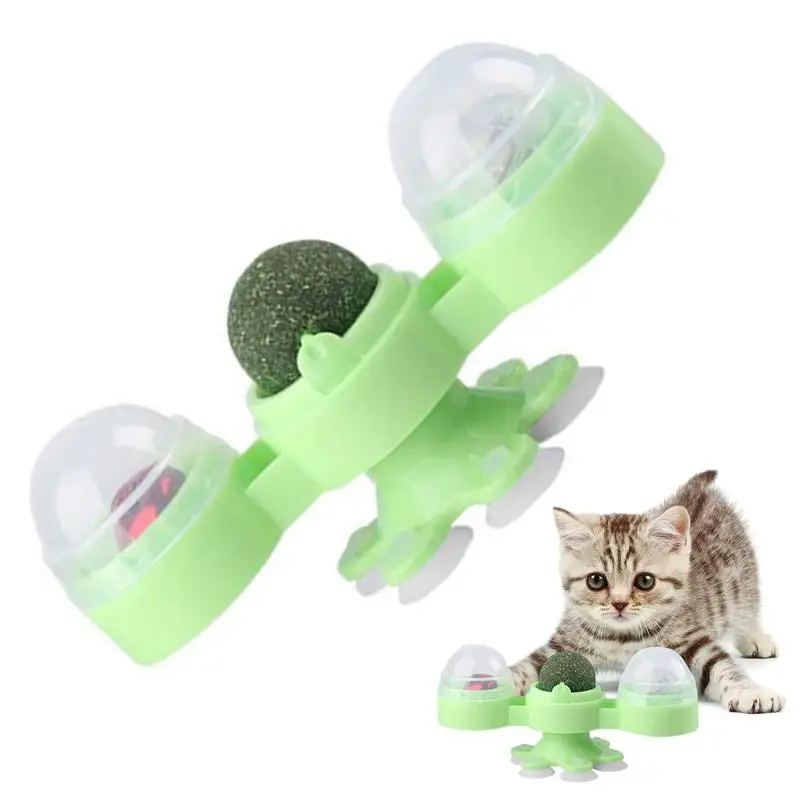 

Catnip Balls That Stick On Wall Cat Teething Toys Interactive Cat Toy Dynamic Color Ball Bell Design 360 Rotation Bottom Suction