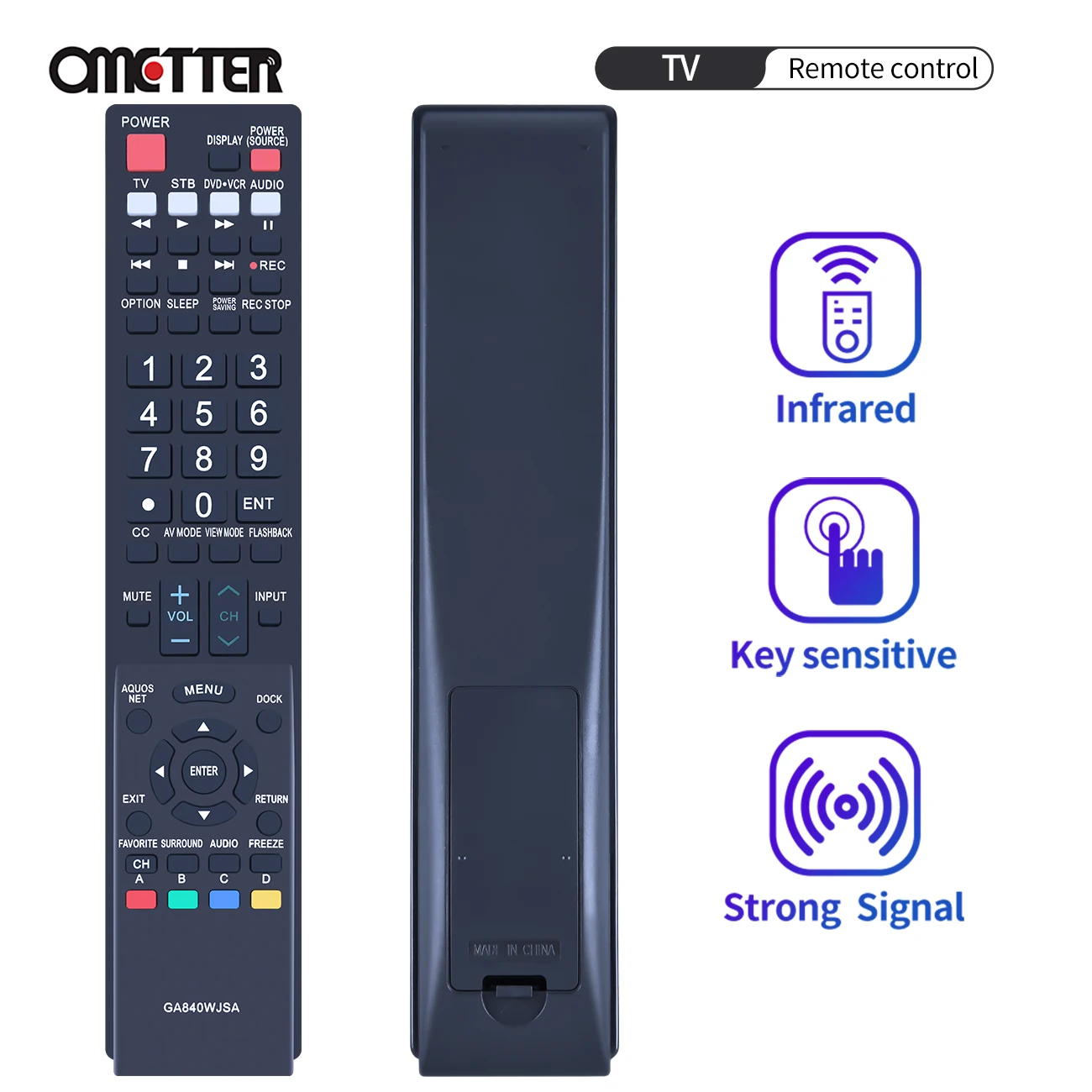 GA840WJSA for Sharp TV Remote Control LCD LED Controller LC-52LE810 LC-52LE810UN LC-52LE820 LC-52LE820UN LC-60LE810 LC-60LE81
GA840WJSA for Sharp TV Remote Control LCD LED Controller LC-52LE810 LC-52LE810UN LC-52LE820 LC-52LE820UN LC-60LE810 LC-60LE81