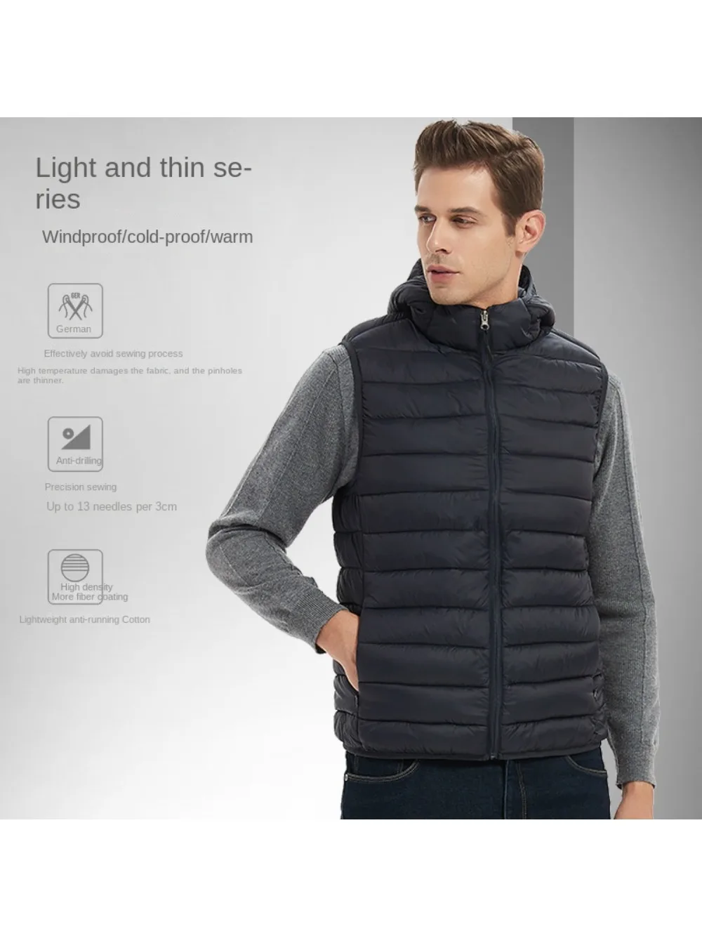 Жилет мужской с капюшоном, повседневный пуховой жилет с хлопковой подкладкой, с зажимом, теплая куртка с воротником-стойкой, зима
Жилет мужской с капюшоном, повседневный пуховой жилет с хлопковой подкладкой, с зажимом, теплая куртка с воротником-стойкой, зима