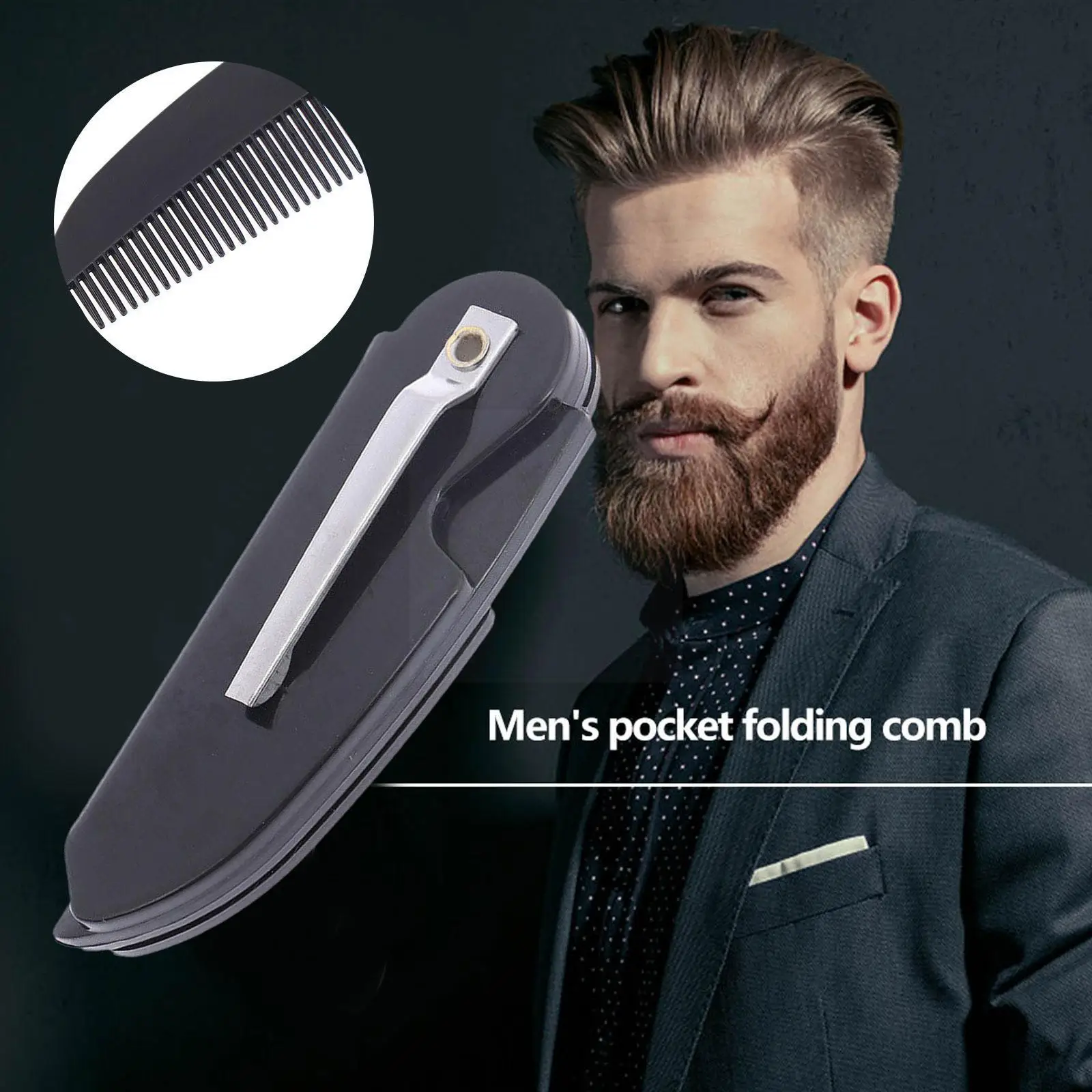 Portable Foldable Pocket Clip Hair Mustache Folding Beard Comb For Men's Moustache Styling Tools Black K0i2
Portable Foldable Pocket Clip Hair Mustache Folding Beard Comb For Men's Moustache Styling Tools Black K0i2