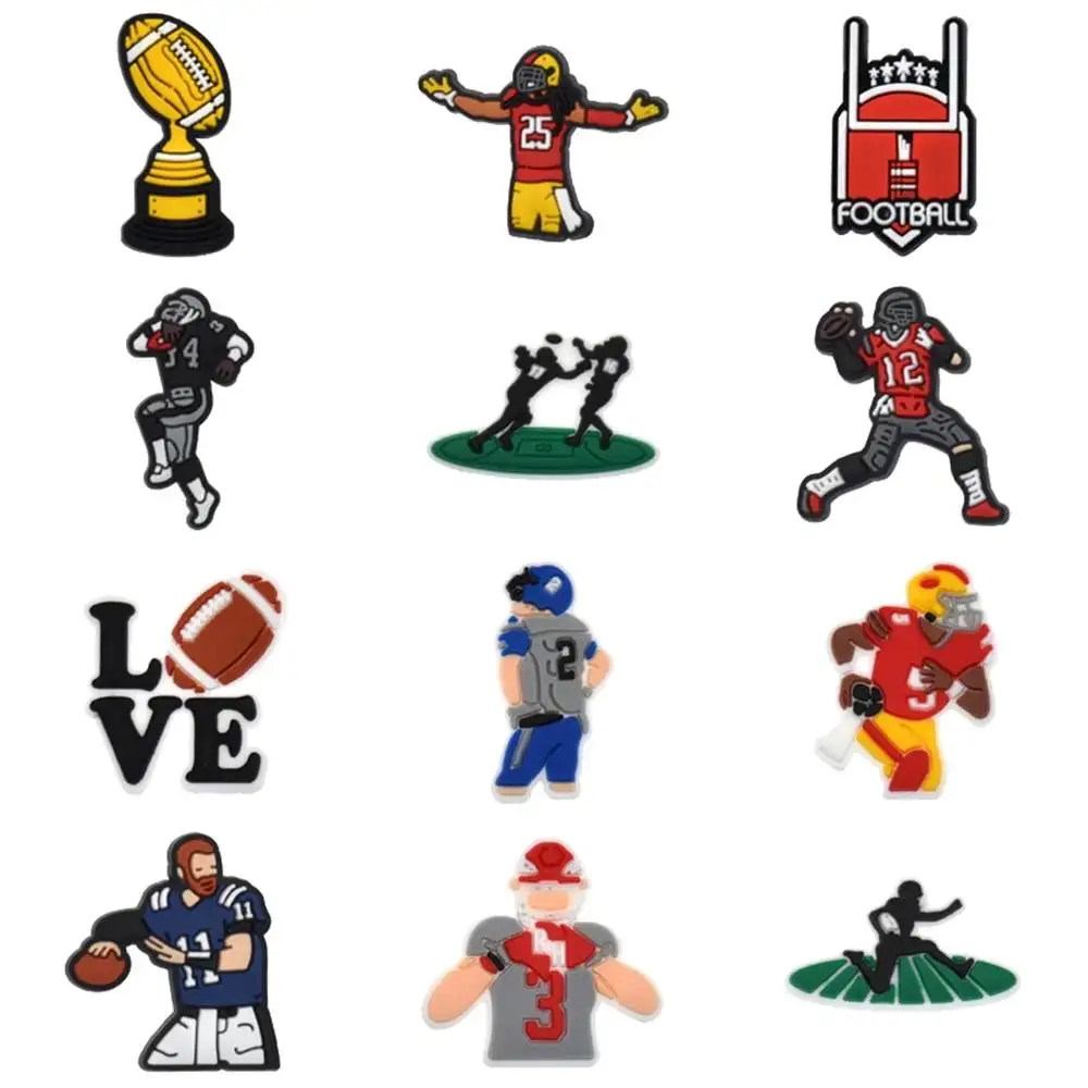 Wholesale 1pcs PVC Shoe Accessories for Crocs Charms Hot Rugby Sports Badge Women Sandals Buckle Kids Pins Men Decoration Jeans
Wholesale 1pcs PVC Shoe Accessories for Crocs Charms Hot Rugby Sports Badge Women Sandals Buckle Kids Pins Men Decoration Jeans