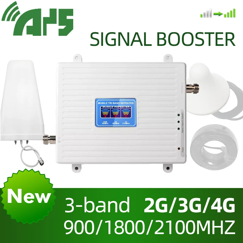 

2G 3G 4G 900 1800 2100Mhz Amplifier GSM DCS WCDMA Repeater Cell Phone Signal Booster Mobile Signal Booster Tri Band Repeater