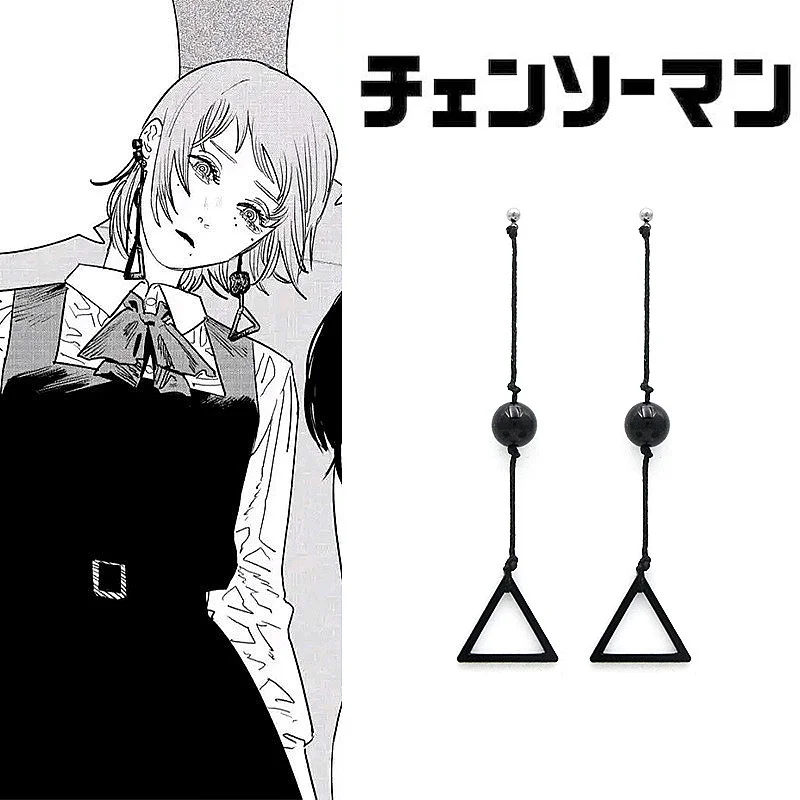 

Chainsaw Man Fami Same Style Triangle Earring Kiga No Akuma Famine Devil Stud Earrings Women Anime Accesorios Cosplay Jewelry