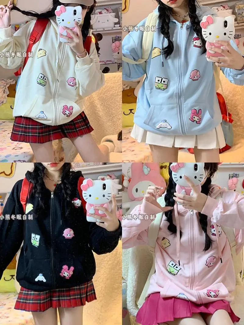 Куртка Kuromi Sanrio, Hello Kitty My Melody Cinnamoroll черная Студенческая с капюшоном, хлопковая куртка на молнии, Повседневная Свободная куртка в подарок
Куртка Kuromi Sanrio, Hello Kitty My Melody Cinnamoroll черная Студенческая с капюшоном, хлопковая куртка на молнии, Повседневная Свободная куртка в подарок