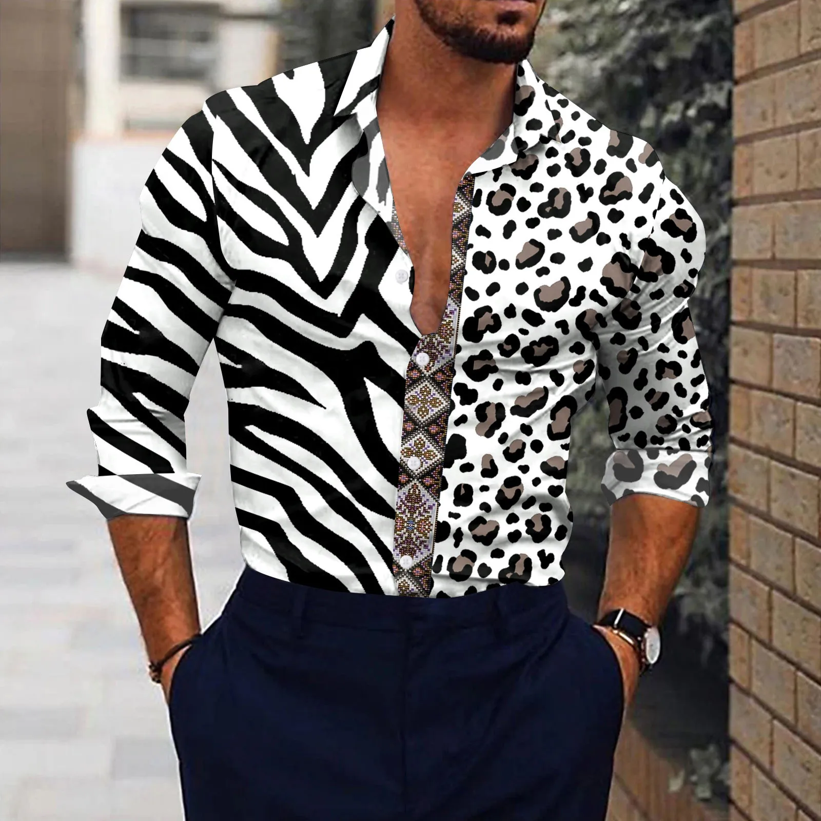 Men Shirt Fashion Casual Digital Leopard Printing Breathable Long Sleeve Korean Fashion Turn Down Collar Formal Shirt Chemise 4
Men Shirt Fashion Casual Digital Leopard Printing Breathable Long Sleeve Korean Fashion Turn Down Collar Formal Shirt Chemise 4
